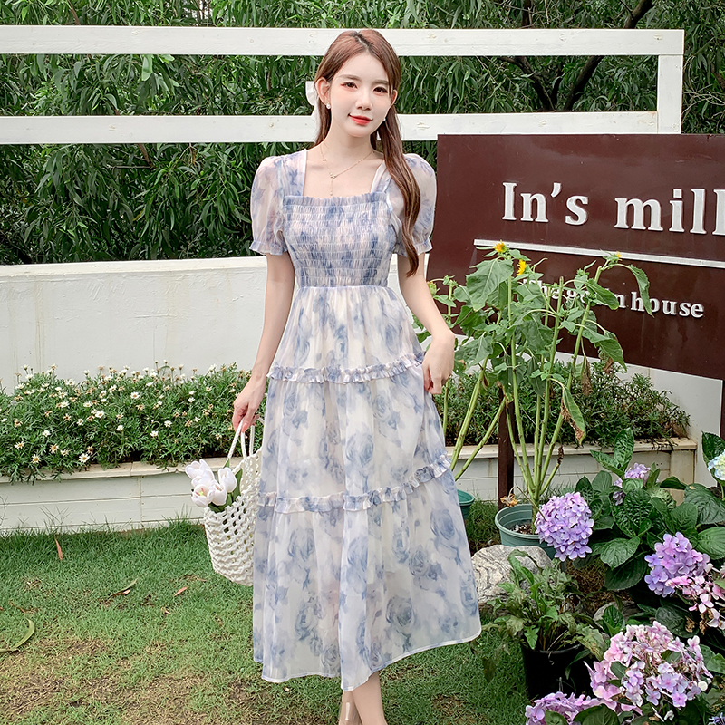 2025 Summer French Floral Long Dress