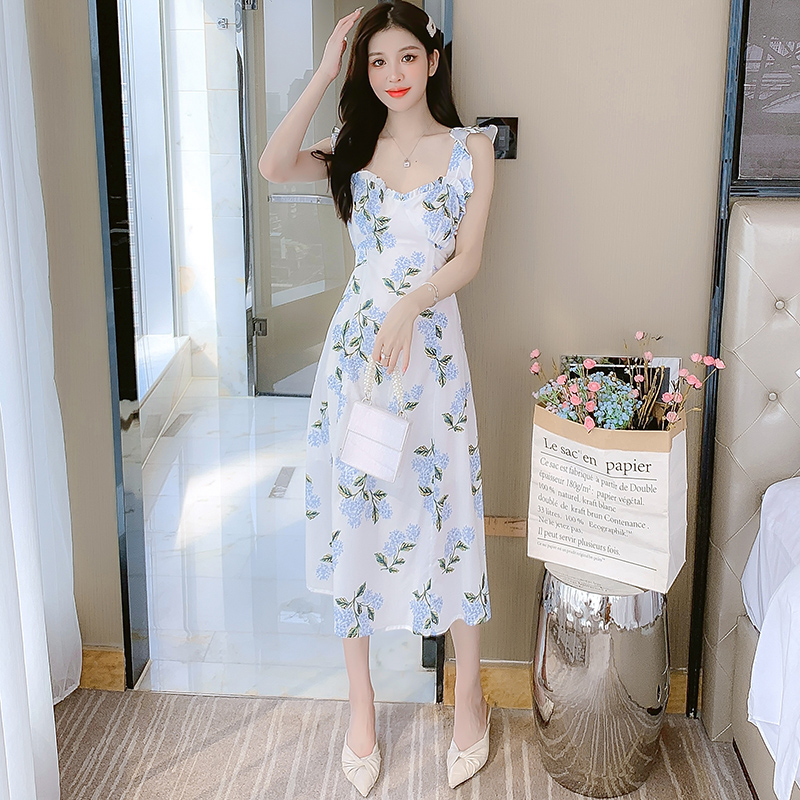 2025 Summer Sleeveless Sweet Slim Fit Floral Chiffon Dress - Image 3