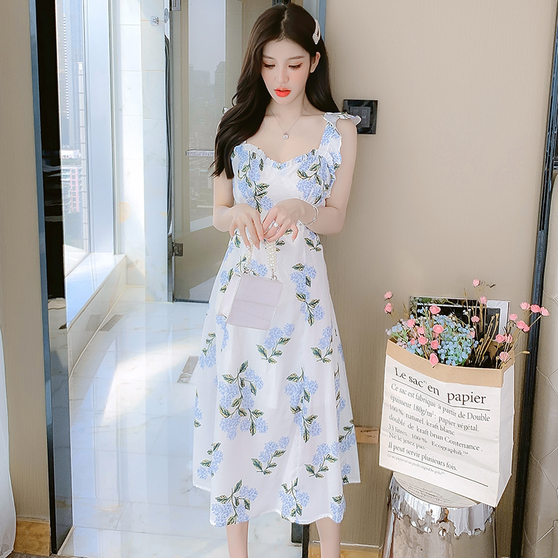 2025 Summer Sleeveless Sweet Slim Fit Floral Chiffon Dress - Image 5