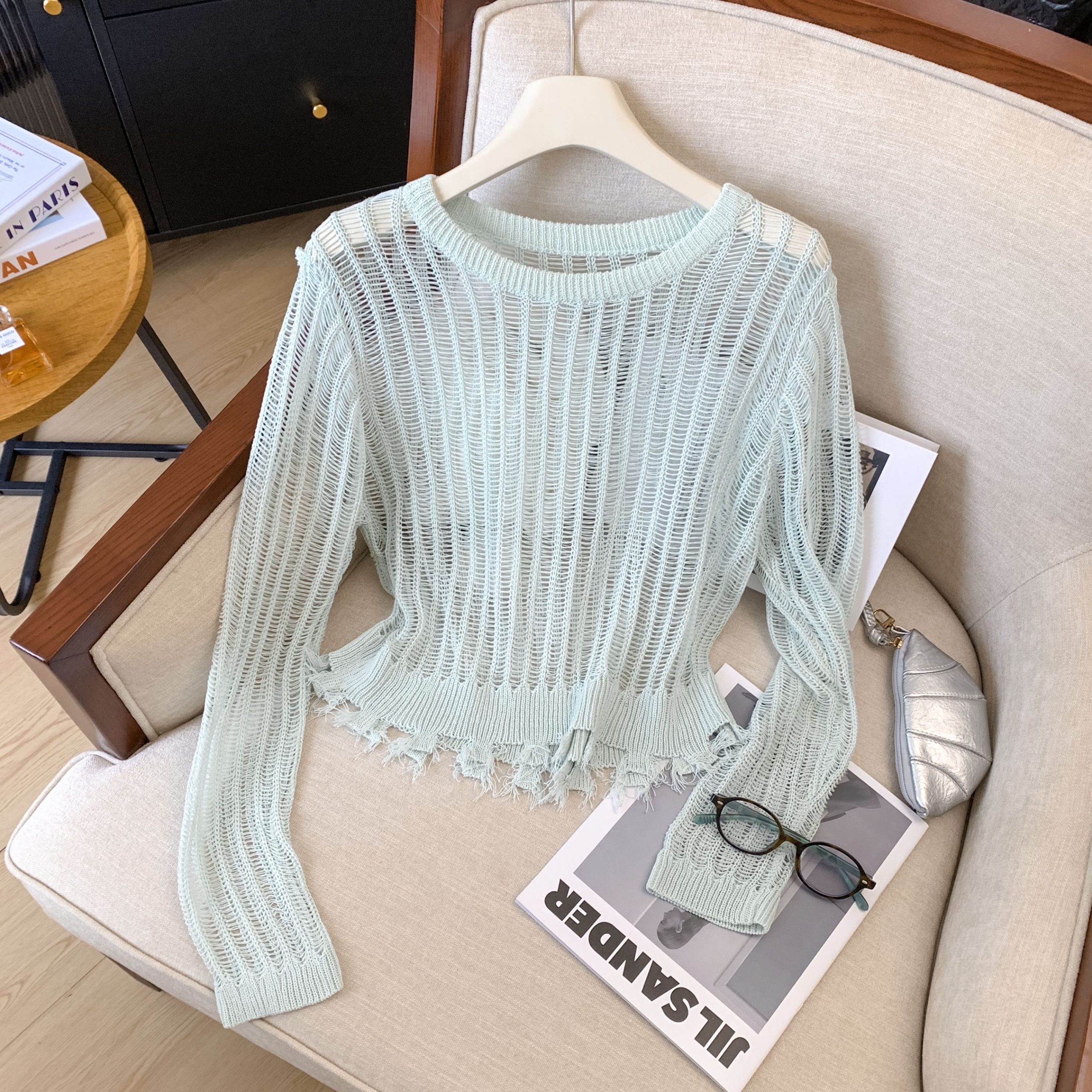 2026 Short Sun Protection Cover-Up Sheer Knit Cami Dress Dopamine Top - Image 2