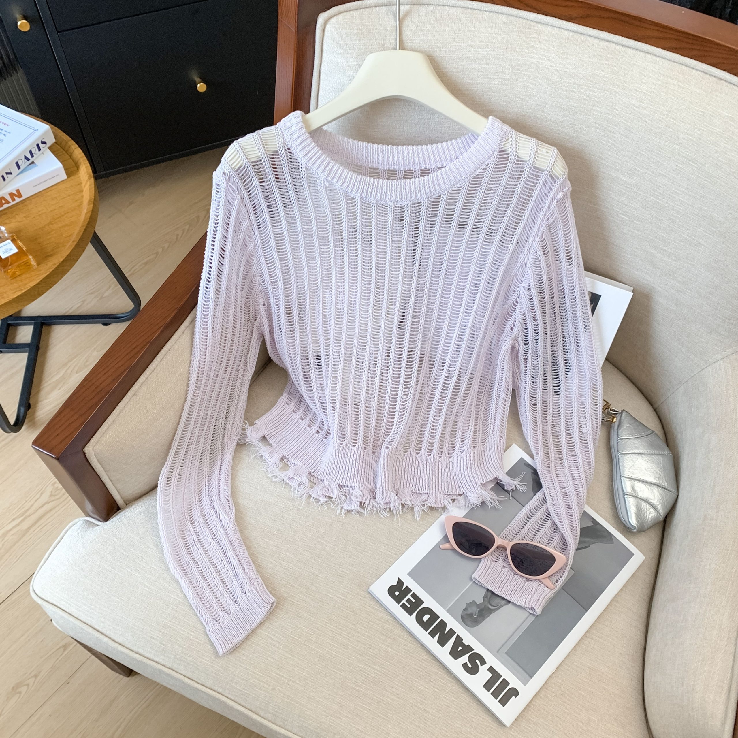 2026 Short Sun Protection Cover-Up Sheer Knit Cami Dress Dopamine Top - Image 3