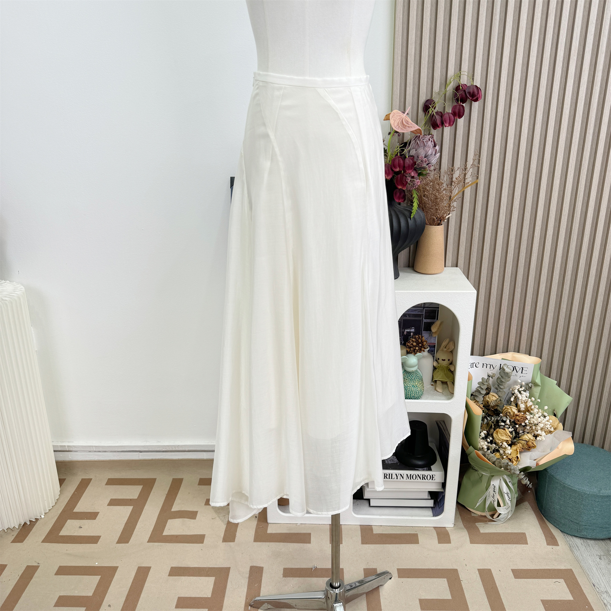 CHU Xiaochu Moonlight Scatter Tencel Flowy Skirt with Irregular Hem