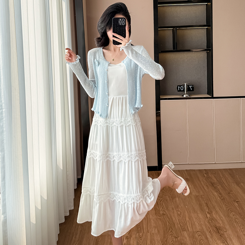 Fairy Style Two-Piece Cami Dress with Knit Cardigan Spring Fashion Set