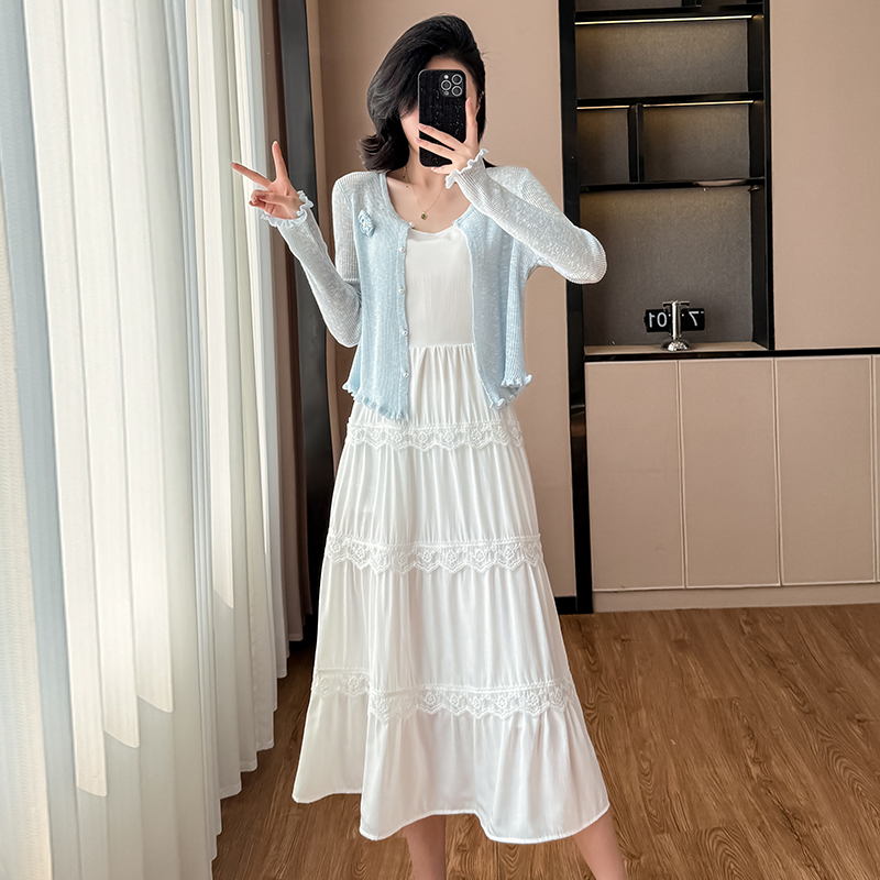 Fairy Style Two-Piece Cami Dress with Knit Cardigan Spring Fashion Set - Image 4