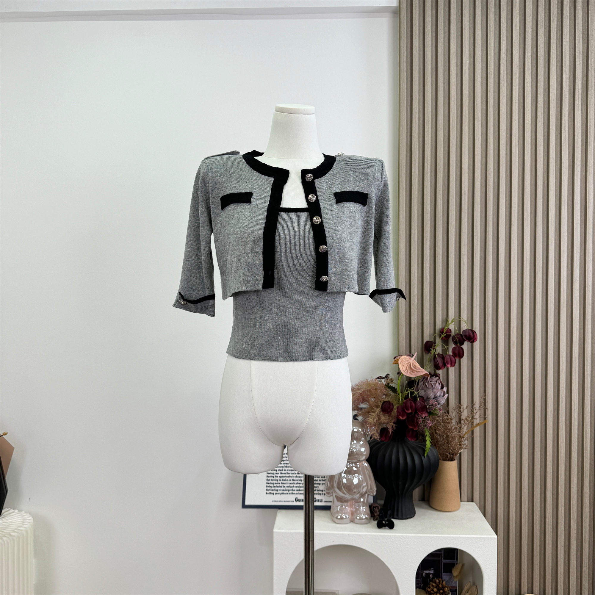 Momoshero Bright Fragrance Style Knit Tweed Set - Image 4
