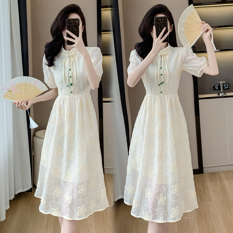 new-chinese-style-stand-collar-jacquard-dress-women-summer-niche-high-end-waist-slimming-midi-dress_1