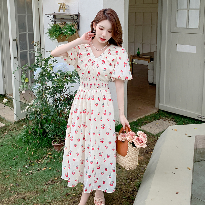 womens-floral-print-v-neck-bubble-sleeve-midi-dress-2024-summer_1